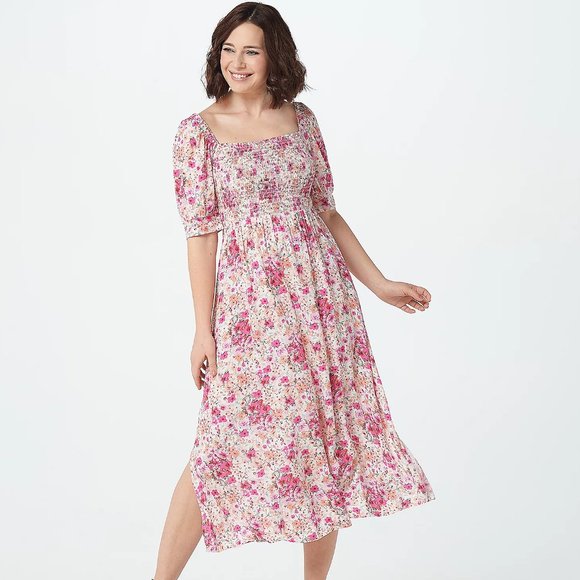 All Worthy Dresses & Skirts - Women's Smocked Maxi Dress w/ Puff Sleeves